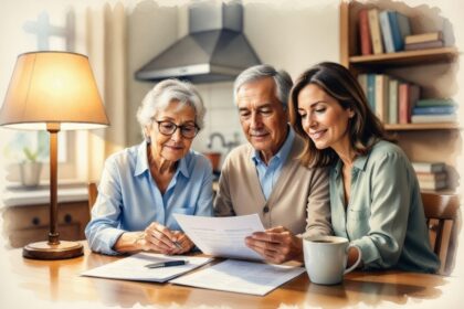 Family reviewing updated estate plan documents together at home, 2026