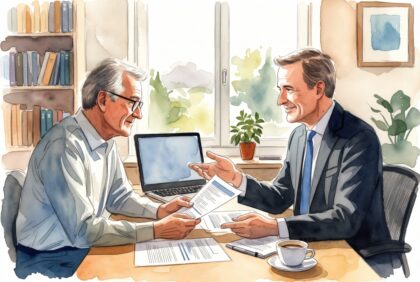Retiree reviewing retirement account statements and tax documents at a desk, 2026