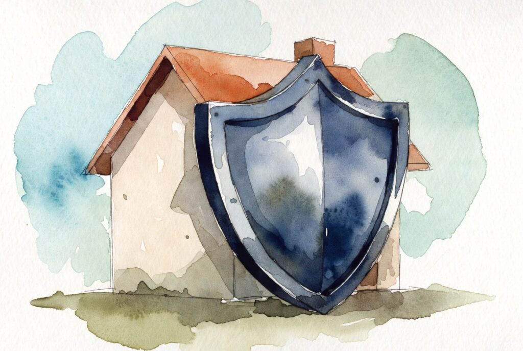 House with protective shield illustration representing protection versus long-term care costs