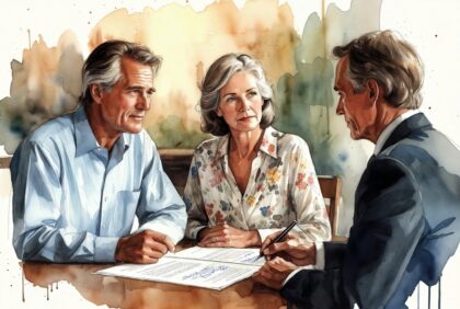Couple reviewing their estate plan documents with an attorney, 2026