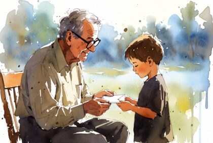 Grandparent handing an envelope to grandchild representing a tax-free family gift, 2026